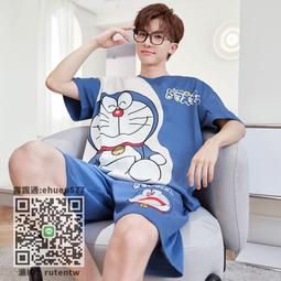 男士睡衣夏天卡通純棉深灰大童薄款背心短褲青少年大碼家居服套裝-Misaki精品 歷史價格詳細信息