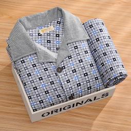 男士純棉睡衣秋冬款華夫格高級感男生黑色春秋季長袖家居服兩件套[樂營睡衣] 歷史價格詳細信息