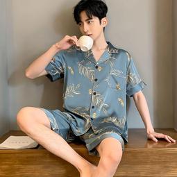 男士家居服男士睡衣高級感短袖寬鬆高檔寬鬆夏季睡衣男 男士睡衣夏季冰絲短袖短褲男款夏天家居 歷史價格詳細信息