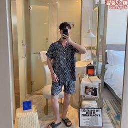 夏新款男士短袖襯衫大碼寬松短袖寸衫花色港風印花男生上衣-潮流空間 歷史價格詳細信息