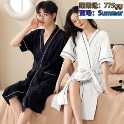 TK精品【五 .壹 鉅惠}男士睡衣 情侶睡衣 家居服情侶睡袍女夏季薄款純棉短袖新款夏天睡衣男士大碼夏款浴袍家居服  露天 歷史價格詳細信息