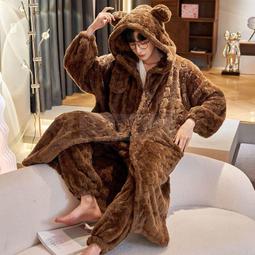 【免運】男浴袍睡衣 保暖睡衣男 長袖睡衣 法蘭絨睡衣男 珊瑚絨睡衣男士睡袍家居服秋冬款長款小外套套裝刷毛加厚法蘭絨浴袍 歷史價格詳細信息