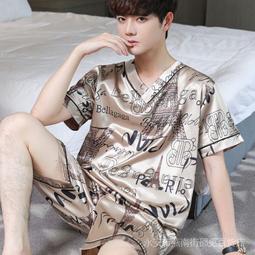 冰絲睡男夏季薄款短袖加肥大尺碼高檔男士夏天仿真絲綢家居裝 歷史價格詳細信息