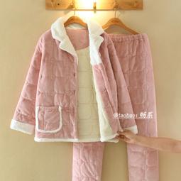 睡衣冬季女加絨加厚夾棉女款冬天珊瑚絨三層保暖可外穿家居服套裝[樂營睡衣] 歷史價格詳細信息