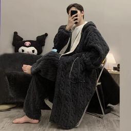男士睡衣加肥加大碼三層夾棉冬季加厚保暖法蘭絨肥佬珊瑚絨家居服 歷史價格詳細信息