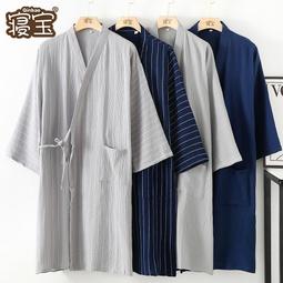 和服 日本外貿夏日祭男士和服純棉短袖睡衣套裝甚平浴衣日式系帶家居服-特價 歷史價格詳細信息
