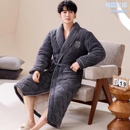 新款加厚保暖睡袍女長版珊瑚絨浴袍男冬季法蘭絨大尺碼家居服浴衣 歷史價格詳細信息