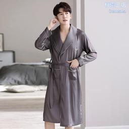 青年睡衣男士春秋季長袖冰絲22年新款高級感絲綢男套裝家居服夏虎虎男裝 歷史價格詳細信息