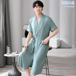 浴袍薄款夏季短袖吸水速乾睡袍男長款情侶睡衣春秋家居服虎虎男裝 歷史價格詳細信息