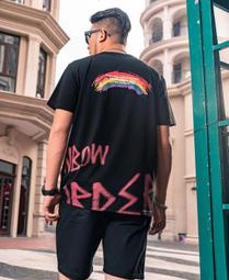 大尺碼T恤 大碼男裝潮短袖T卹男加肥加大潮流寬鬆半袖印花上衣 歷史價格詳細信息