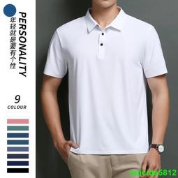 polo衫上班男短袖t恤夏季冰絲薄款翻領短袖商務休閒潮寬鬆-22號穿搭 歷史價格詳細信息