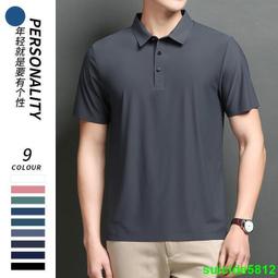 polo衫上班男短袖t恤夏季冰絲薄款翻領短袖商務休閒潮寬鬆-22號穿搭 歷史價格詳細信息