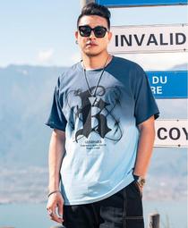 大尺碼T恤 大碼男裝潮短袖T卹男加肥加大潮流寬鬆半袖印花上衣 歷史價格詳細信息