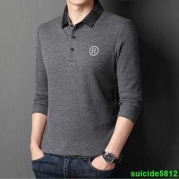 爸爸長袖T恤薄款中年男士春裝打底衫中老年人男裝爺爺寬松上衣服 polo衫男 工作服 長袖上衣 T恤男 襯衫男 純棉T恤-滿599免運 歷史價格詳細信息