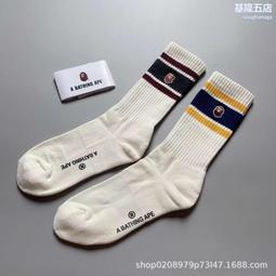 潮牌BAPE猿人頭字母日系男女情侶棉襪毛巾底運動襪高幫騎行襪子男 歷史價格詳細信息
