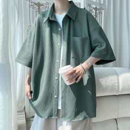 大碼短袖襯衫男夏季冰絲襯衣男生上衣服潮流夏天胖子休閑外套寸衫-靚仔男裝 歷史價格詳細信息