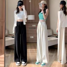 白色冰絲闊腿褲裙女夏季薄款半身裙子2024新款高腰顯瘦小個子裙褲 歷史價格詳細信息