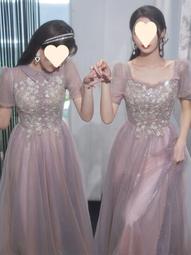 伴娘禮服女2024春夏款韓版姐妹團伴娘服長款灰色顯瘦一字肩連衣裙 歷史價格詳細信息