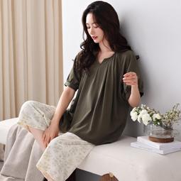 中年媽媽睡衣女夏季真絲薄款短袖短褲冰絲綢中老年人家居服套裝 歷史價格詳細信息