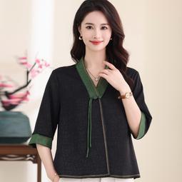 中老年女夏裝薄款闊腿褲新款中年女鬆緊腰新中式媽媽裝夏款褲子 歷史價格詳細信息