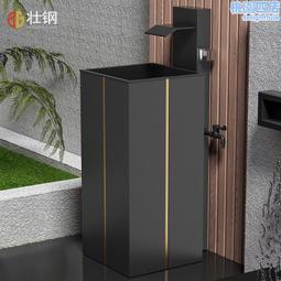 不鏽鋼立柱盆 洗手間一體式臺盆 酒店落地式帶垃圾桶位立柱盆 歷史價格詳細信息