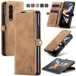 三星 Galaxy ZFold5 ZFold4 手機皮套 防摔保護殼 復古支架 保護套 磁吸側掀 錢包插卡 附掛繩C30 歷史價格詳細信息