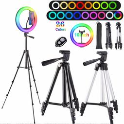 10寸美顏自拍燈ring light三腳落地架手機直播補光燈套裝 歷史價格詳細信息