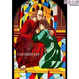 藝術教堂風格彩繪鑲嵌玻璃 手繪玻璃藝術人物彩玻蒂凡尼玻璃窗 歷史價格詳細信息