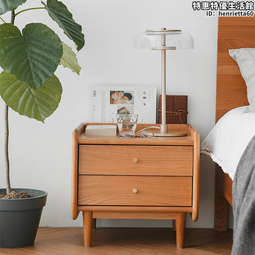 櫻桃木全實木床頭櫃北歐臥室儲物櫃小戶型邊櫃簡約橡木床邊櫃 歷史價格詳細信息