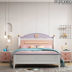 兒童實木床1.5米田園風男孩女孩少年實木床家具組合套裝 歷史價格詳細信息