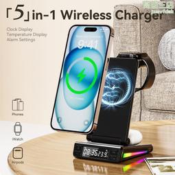 新款摺疊式磁吸手機數碼無線充電器多功能五合一手錶耳機手機支架 歷史價格詳細信息