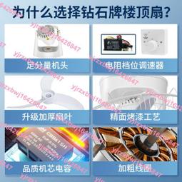 鉆石牌吸頂扇樓頂扇天花板客廳商家用吊頂風扇學校工程搖頭電風扇 歷史價格詳細信息
