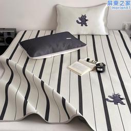 夏季卡通冰絲涼蓆三件套2024新款可機水洗夏天學生宿舍床單軟蓆子 歷史價格詳細信息