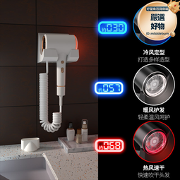 壁掛式吹風機酒店賓館家用浴室掛壁式幹發器化妝室負離子吹風機 歷史價格詳細信息