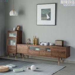 北歐黑胡桃木電視櫃小戶型客廳全實木簡約輕奢型儲物櫃落地櫃 歷史價格詳細信息