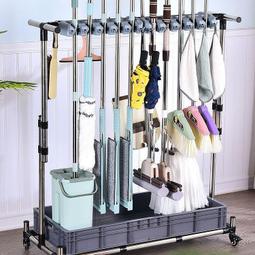 不鏽鋼移動拖把架 落地式商用收納掃把池 家用陽台墩布池 清潔置物架 歷史價格詳細信息