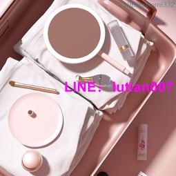 鏡子化妝鏡帶燈女生臺式LED燈桌面梳妝檯收納盒一體貝殼鏡圓形鏡 歷史價格詳細信息