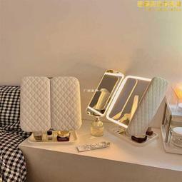 貝殼化妝鏡家用臺式LED美妝鏡簡約高顏值折疊帶燈節日送禮 歷史價格詳細信息