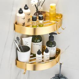 化妝室置物架壁掛三角藍太空鋁掛鉤角架浴室收納免打孔雙層3角架 歷史價格詳細信息