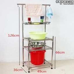 不鏽鋼落地臉盆架洗臉盆架子三四角架多層面盆架廚房化妝室置物架 歷史價格詳細信息