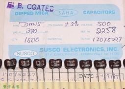 【電 容】美國 SAHA / SUSCO 150pF 500V 5% 銀雲母電容.DM15FD151J03 RoHS 歷史價格詳細信息