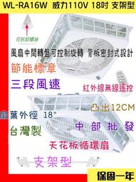 『中部批發』支架型 威力 WL-RA16S WL-16天花板循環扇18吋 超強風 節能扇支架專用電扇排風機 天花板扇 歷史價格詳細信息