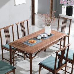 中式胡桃木餐桌椅帶轉盤一桌六椅飯桌客廳家用經濟型實木桌子 歷史價格詳細信息