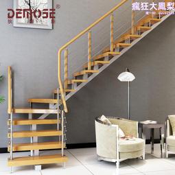 鋼木樓梯雙跑同上扶手欄杆玻璃護欄Y型弧型美觀漂亮別墅裝飾梯 歷史價格詳細信息