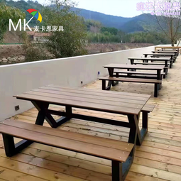 戶外桌椅連體長凳食堂餐廳咖啡室外庭院露天露臺不鏽鋼桌椅組合 歷史價格詳細信息