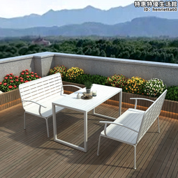 白色戶外沙發桌椅公園露臺室庭院外陽臺防水防曬鐵藝塑木桌椅組合 價格比較,價格查詢,歷史價格詳細信息