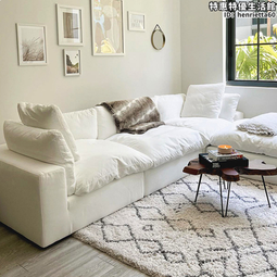 北歐極簡布藝奶油乳膠風沙發羊羔絨模塊客廳組合小戶型三人位 歷史價格詳細信息