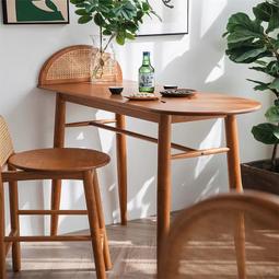 北歐實木吧檯櫃 小戶型客廳巖板隔斷島臺日式餐邊櫃儲物收納酒櫃 歷史價格詳細信息