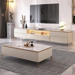 輕奢茶几電視櫃簡約大理石茶几電視櫃組合套裝創意不鏽鋼家具 歷史價格詳細信息