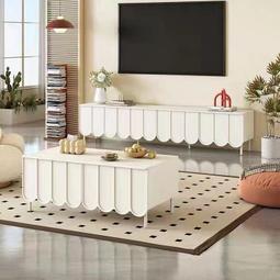 電視櫃茶几組合奶油風萌系高端臥室實木板客廳極簡家用小戶型法式 歷史價格詳細信息